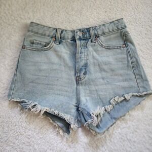 Wild Fable Highest Rise Denim Shorts Light Wash Distressed Raw Hem Size 0